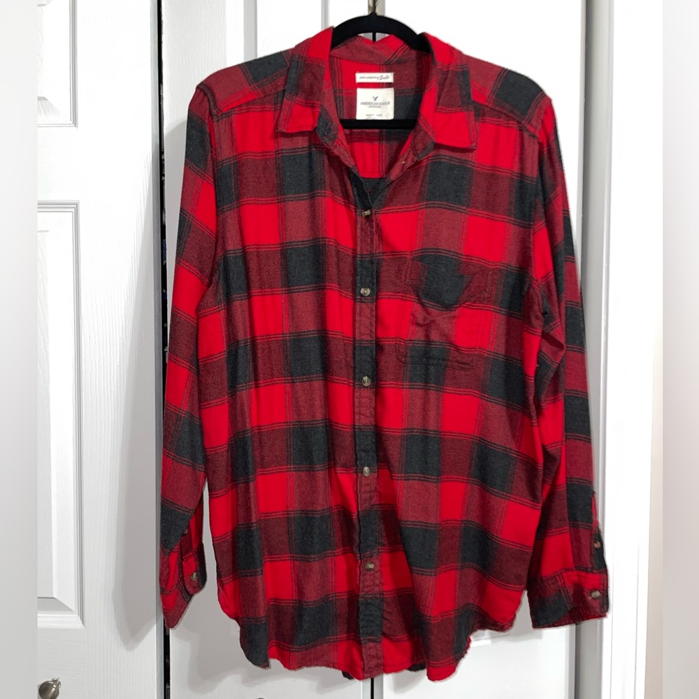 AE red plaid flannel
